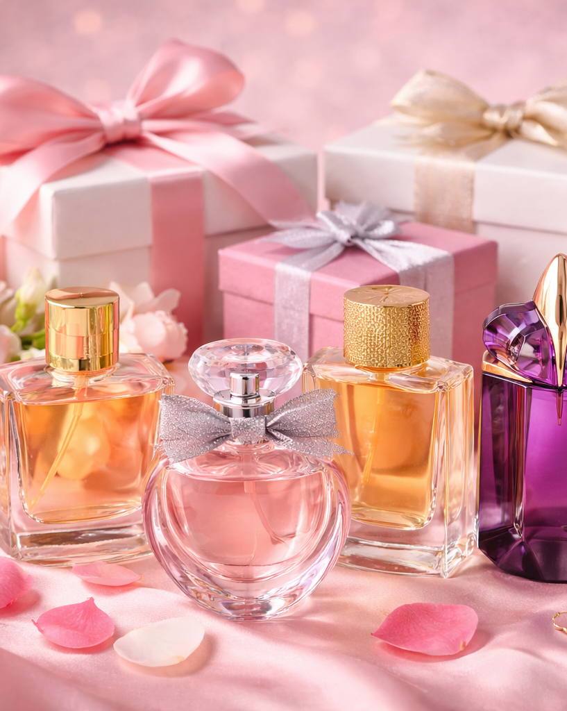 Eleganckie perfumy damskie wśród róż